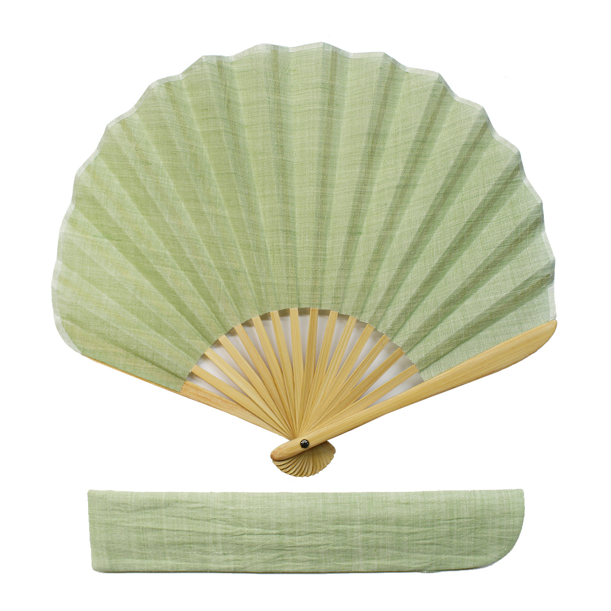 縮扇子 シェル型 無地 浅緑