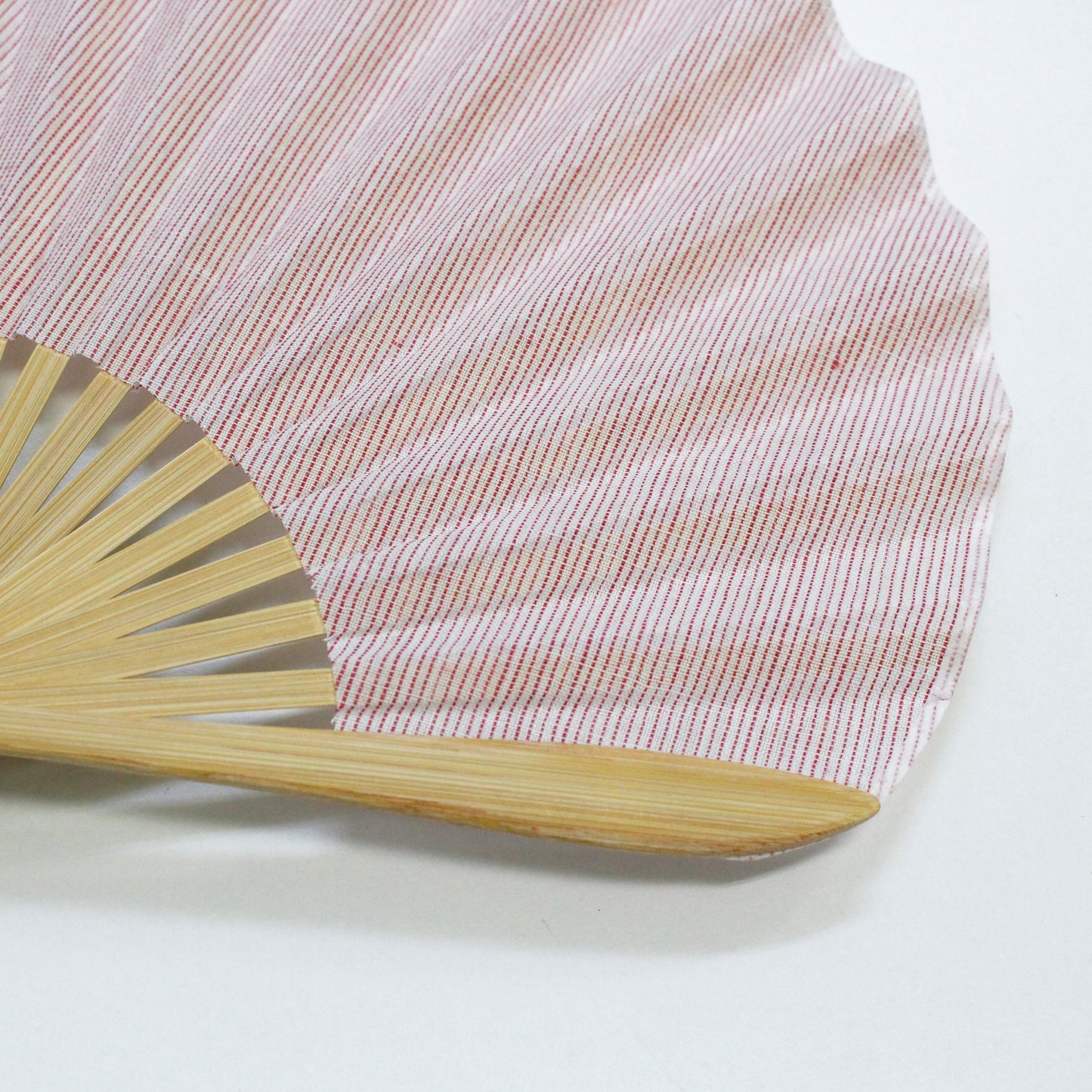 縮扇子 シェル型 縞ピンク