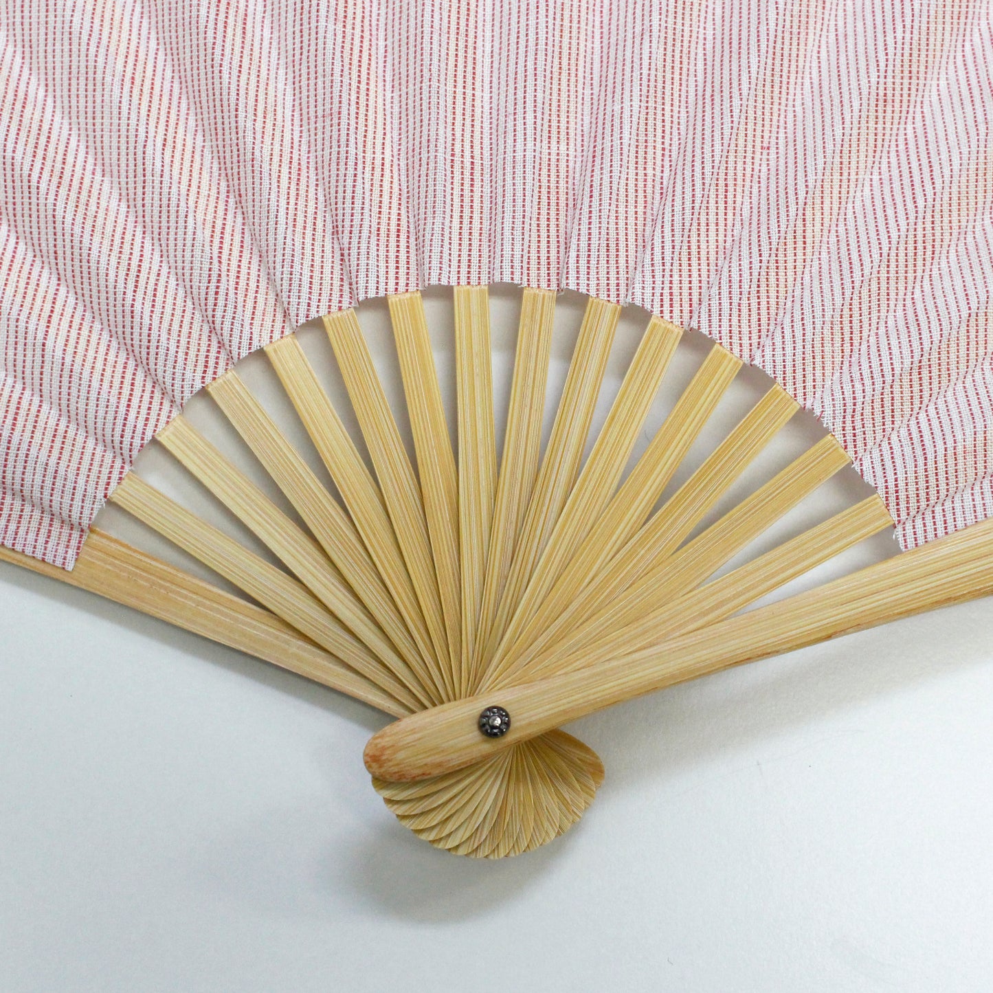 縮扇子 シェル型 縞ピンク