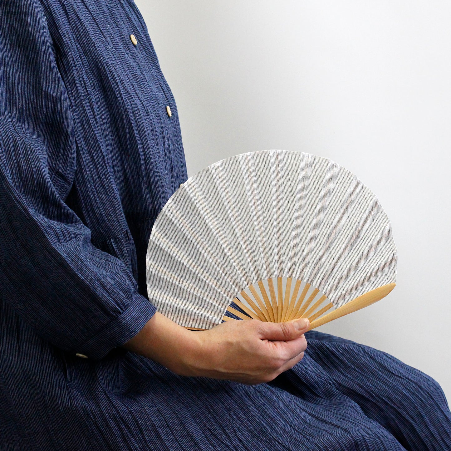 縮扇子 シェル型 生成縞